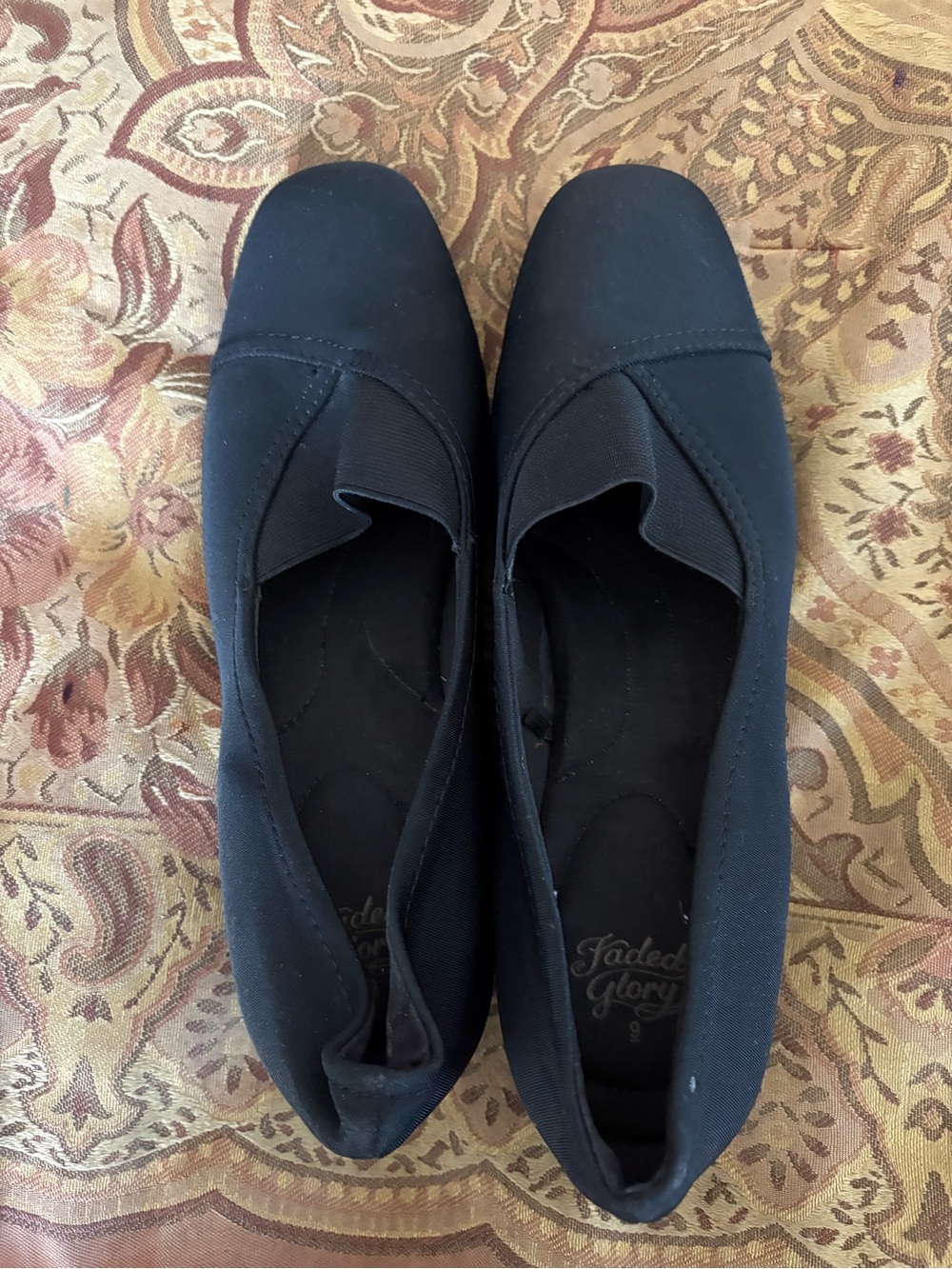 Faded Glory Black Slip-On Casual Flats